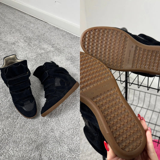 Isabel Marantz Bekett Sneakers Shoes Black Suede Wedge Black